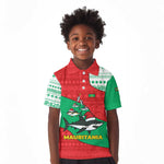 Mauritania Christmas Kid Polo Shirt Santa Sharks Festive Fish Pattern and Red Green Holiday - African Pride