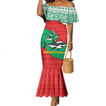 Mauritania Christmas Mermaid Dress Santa Sharks Festive Fish Pattern and Red Green Holiday - African Pride