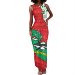 Mauritania Christmas Tank Maxi Dress Santa Sharks Festive Fish Pattern and Red Green Holiday - African Pride