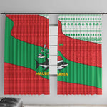 Mauritania Christmas Window Curtain Santa Sharks Festive Fish Pattern and Red Green Holiday - African Pride