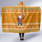 Cyprus Christmas Hooded Blanket Santa Holding Doves Olive Branch Snowflakes - African Pride