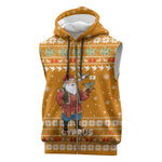 Cyprus Christmas Sleeveless Zip Hoodie Santa Holding Doves Olive Branch Snowflakes - African Pride