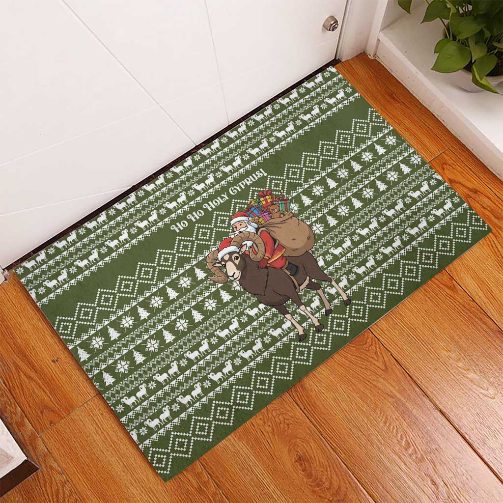 Cyprus Christmas Rubber Doormat Santa Riding Ram Ho Ho Holy Cyprus - African Pride