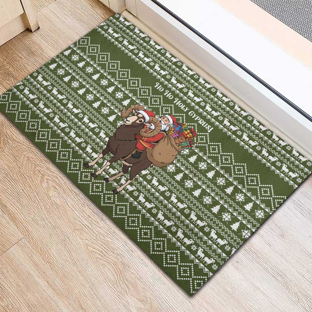 Cyprus Christmas Rubber Doormat Santa Riding Ram Ho Ho Holy Cyprus - African Pride