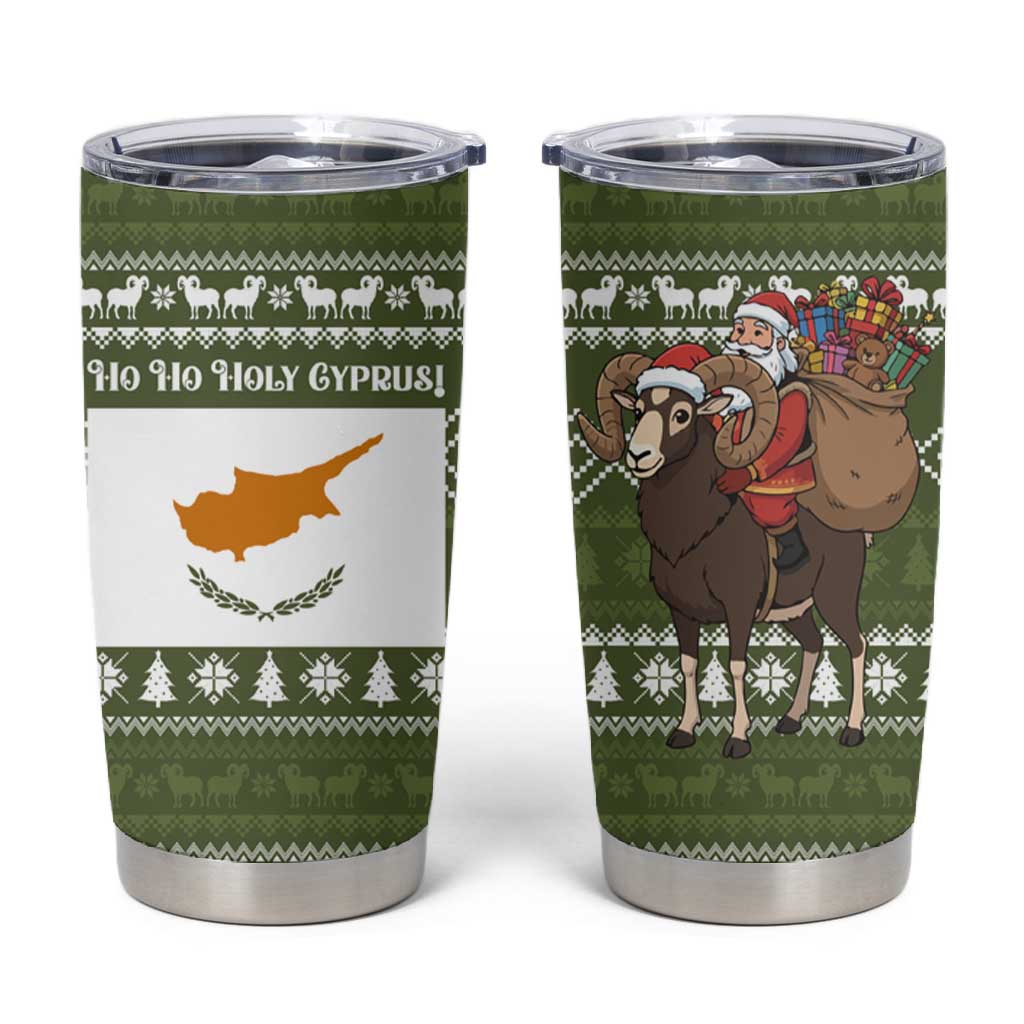 Cyprus Christmas Tumbler Cup Santa Riding Ram Ho Ho Holy Cyprus - African Pride