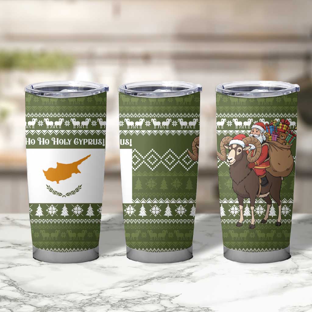 Cyprus Christmas Tumbler Cup Santa Riding Ram Ho Ho Holy Cyprus - African Pride