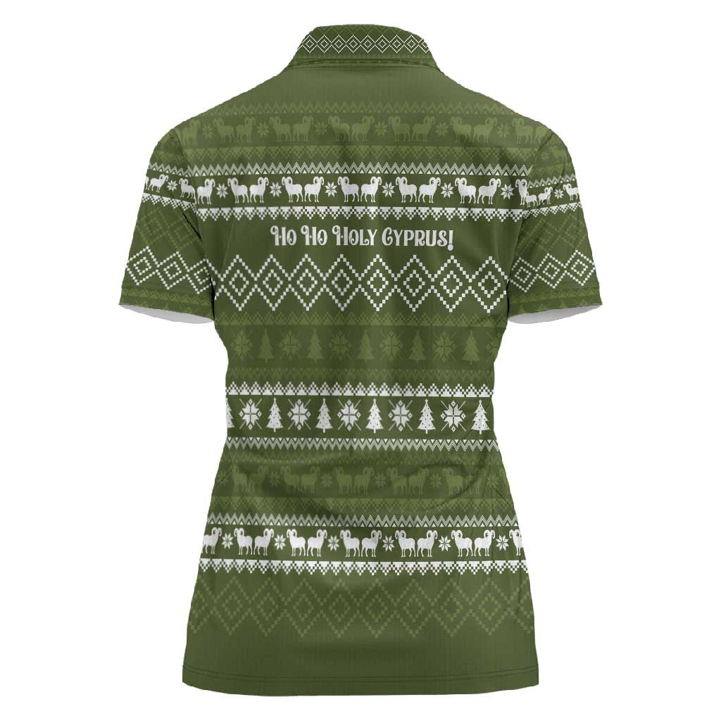 Cyprus Christmas Women Polo Shirt Santa Riding Ram Ho Ho Holy Cyprus - African Pride