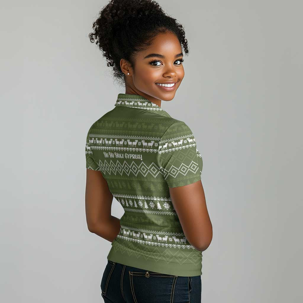 Cyprus Christmas Women Polo Shirt Santa Riding Ram Ho Ho Holy Cyprus - African Pride