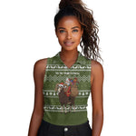 Cyprus Christmas Women Sleeveless Polo Shirt Santa Riding Ram Ho Ho Holy Cyprus - African Pride