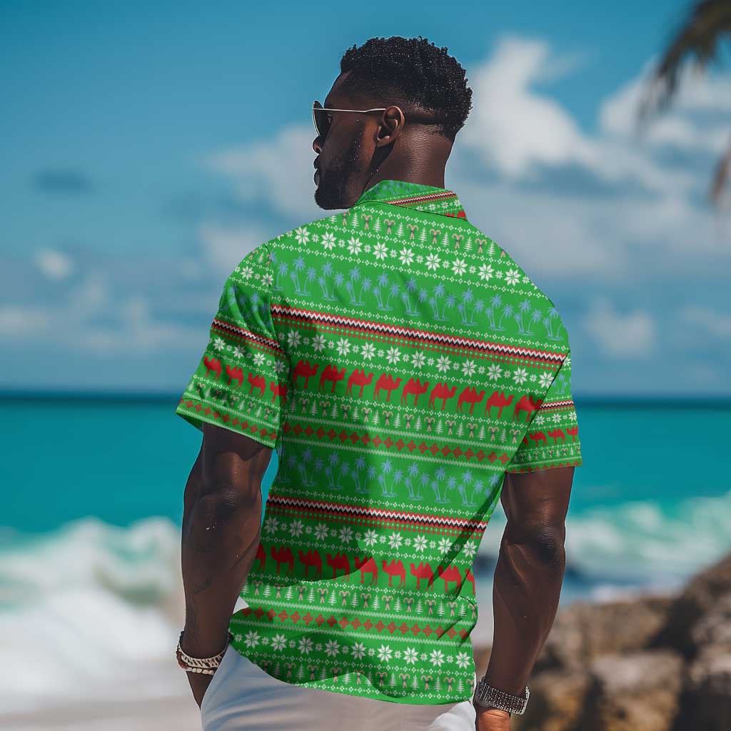 Djibouti Christmas Hawaiian Shirt Santa Riding Camel Palm Trees Camel - African Pride
