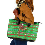 Djibouti Christmas Leather Tote Bag Santa Riding Camel Palm Trees Camel - African Pride