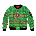 Djibouti Christmas Sleeve Zip Bomber Jacket Santa Riding Camel Palm Trees Camel - African Pride