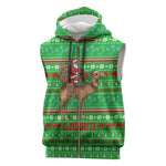 Djibouti Christmas Sleeveless Zip Hoodie Santa Riding Camel Palm Trees Camel - African Pride