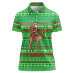 Djibouti Christmas Women Polo Shirt Santa Riding Camel Palm Trees Camel - African Pride