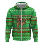 Djibouti Christmas Zip Hoodie Santa Riding Camel Palm Trees Camel - African Pride