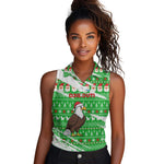 Djibouti Christmas Women Sleeveless Polo Shirt Santa Eagle Doves Trees and Green Snowflake - African Pride