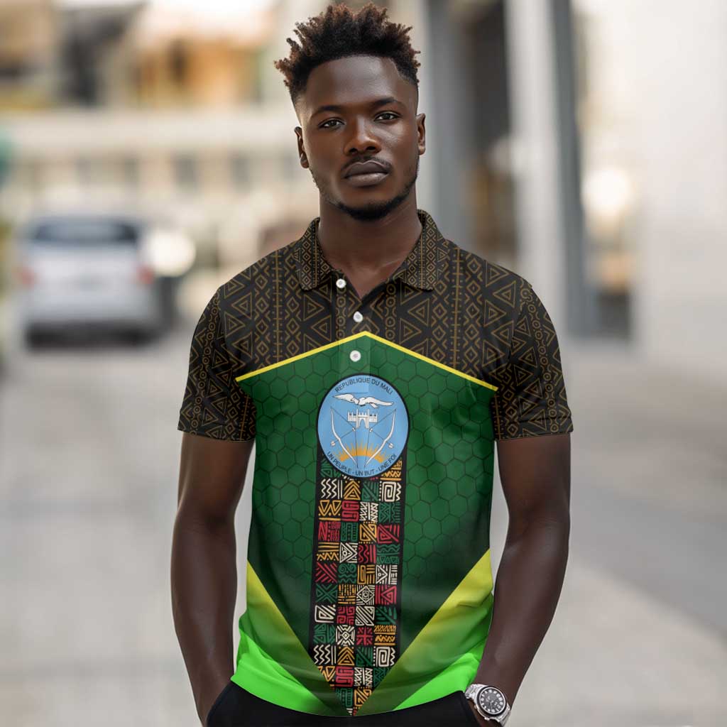 Mali Map Polo Shirt Vulture in Gliding Flight - African Patterns Design