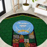 Mali Map Round Carpet Vulture in Gliding Flight - African Patterns Design