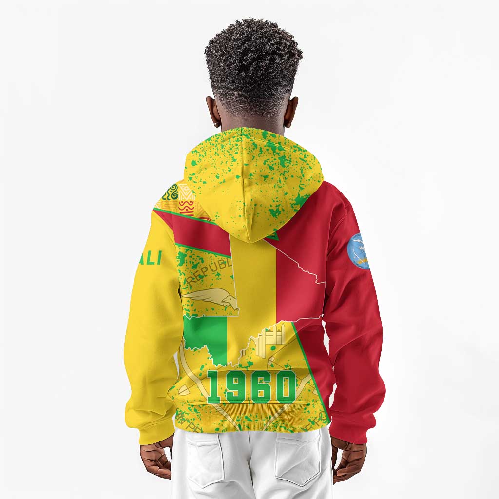 Mali in My Heart Kid Hoodie Map with National Flag Colors