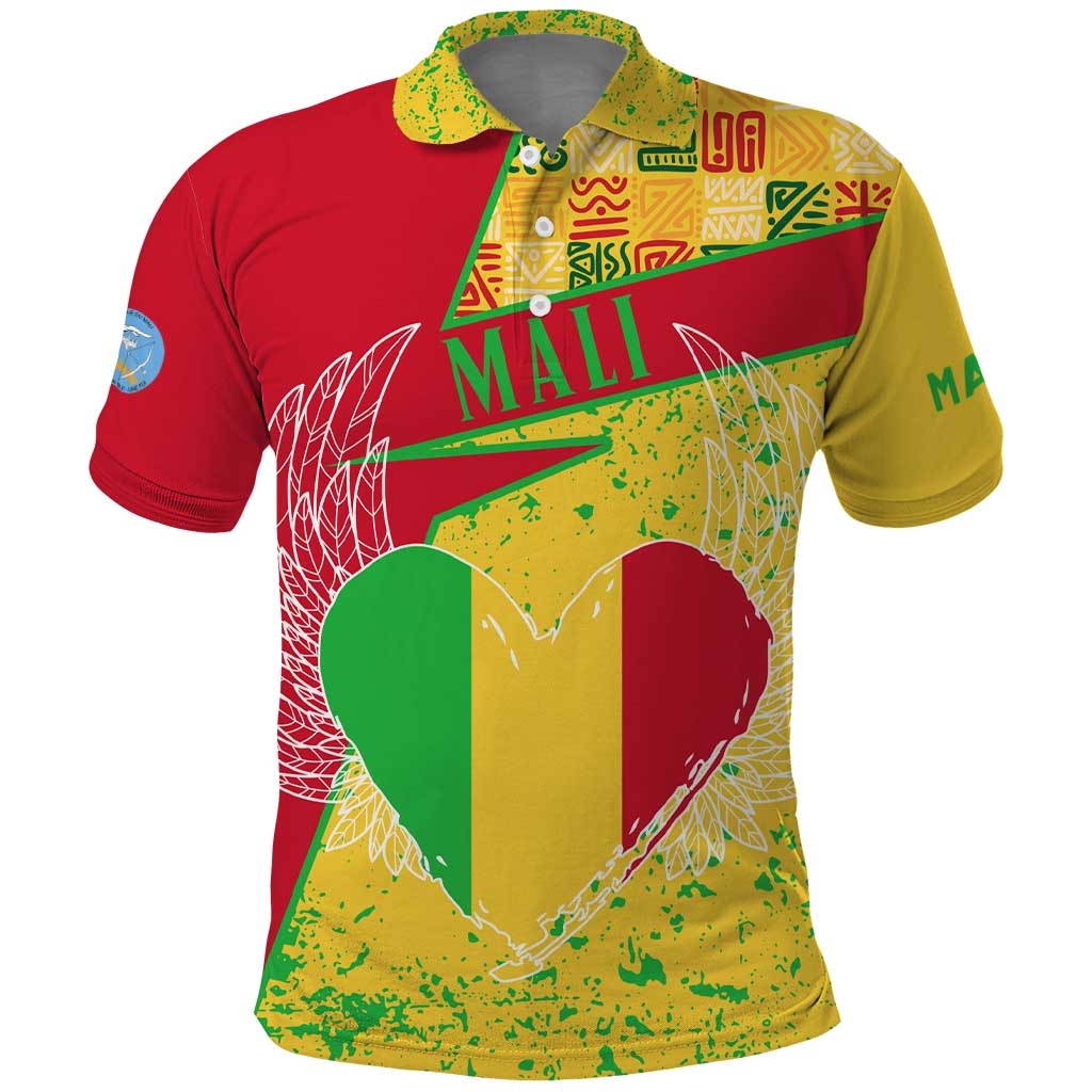 Mali in My Heart Polo Shirt Map with National Flag Colors