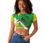 Mali Vulture Eagles Raglan Cropped T shirt African Pattern Flag Color