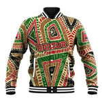Darfur Sudan Baseball Jacket Red Green Beige Tribal Pattern - African Pride