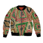 Darfur Sudan Bomber Jacket Red Green Beige Tribal Pattern - African Pride