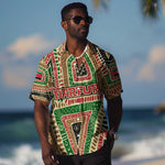 Darfur Sudan Hawaiian Shirt Red Green Beige Tribal Pattern - African Pride