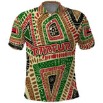 Darfur Sudan Polo Shirt Red Green Beige Tribal Pattern - African Pride