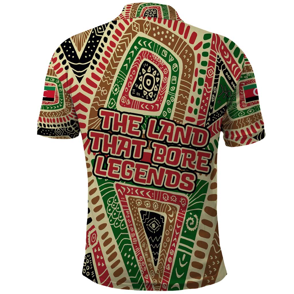 Darfur Sudan Polo Shirt Red Green Beige Tribal Pattern - African Pride