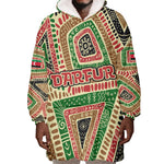 Darfur Sudan Wearable Blanket Hoodie Red Green Beige Tribal Pattern - African Pride