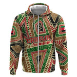 Darfur Sudan Zip Hoodie Red Green Beige Tribal Pattern - African Pride