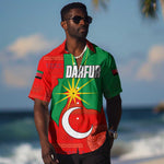Darfur Sudan Hawaiian Shirt Red Green Yellow Crescent Star - African Pride