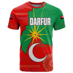 Darfur Sudan T shirt Red Green Yellow Crescent Star - African Pride
