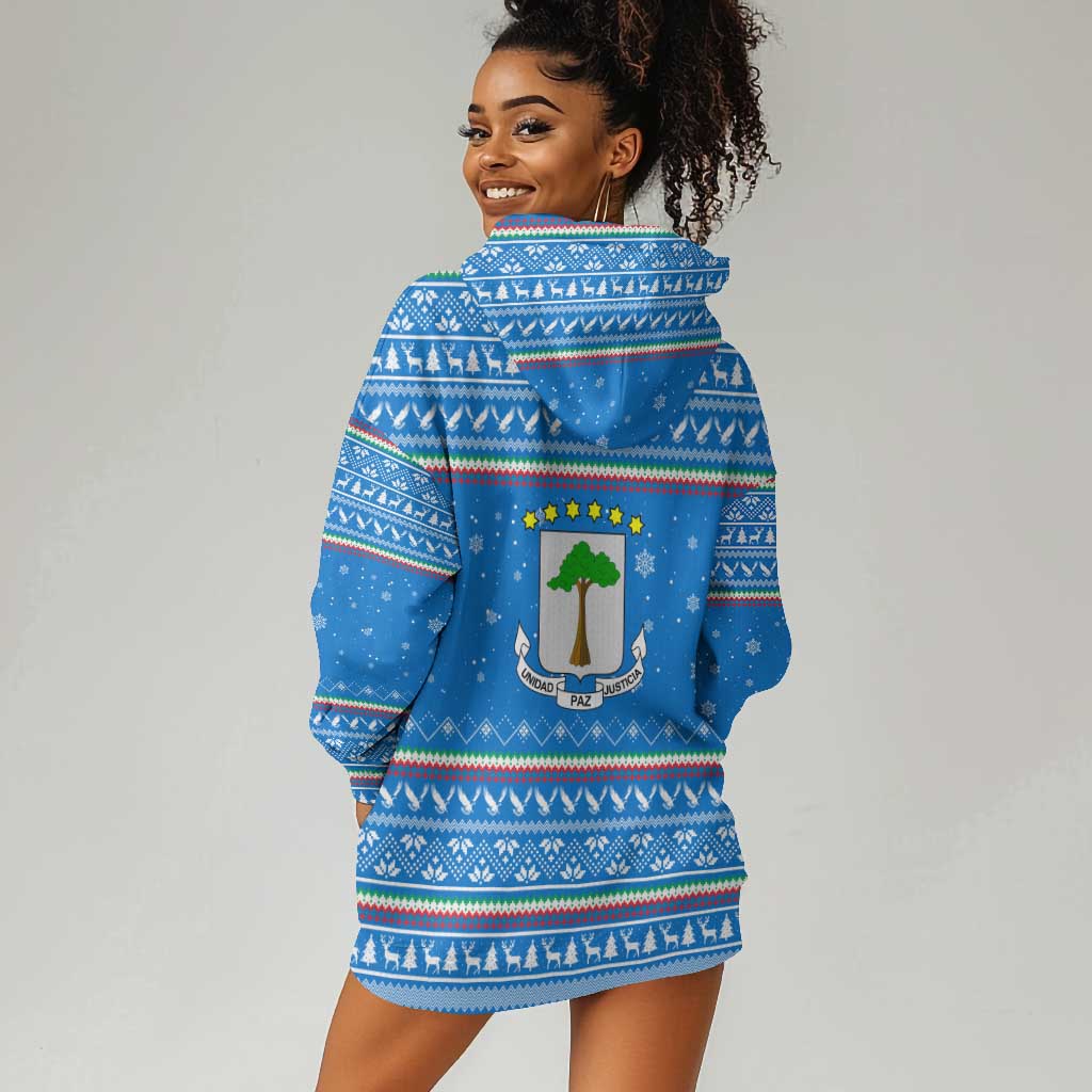 Equatorial Guinea Christmas Hoodie Dress Nzalang Noel Eagle Flag Snowflakes - African Pride