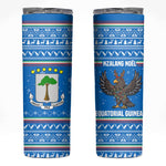 Equatorial Guinea Christmas Skinny Tumbler Nzalang Noel Eagle Flag Snowflakes - African Pride