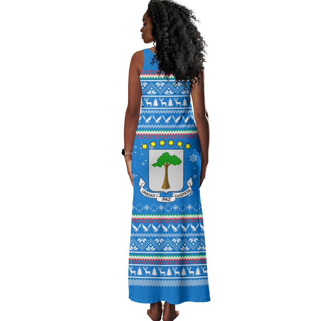 Equatorial Guinea Christmas Tank Maxi Dress Nzalang Noel Eagle Flag Snowflakes - African Pride