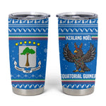Equatorial Guinea Christmas Tumbler Cup Nzalang Noel Eagle Flag Snowflakes - African Pride