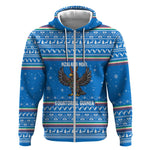Equatorial Guinea Christmas Zip Hoodie Nzalang Noel Eagle Flag Snowflakes - African Pride