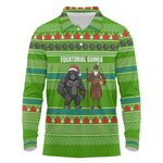 Equatorial Guinea Christmas Long Sleeve Polo Shirt Santa Gorilla Gift Basket - African Pride