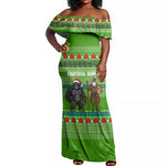Equatorial Guinea Christmas Off Shoulder Maxi Dress Santa Gorilla Gift Basket - African Pride