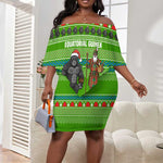 Equatorial Guinea Christmas Off Shoulder Short Dress Santa Gorilla Gift Basket - African Pride