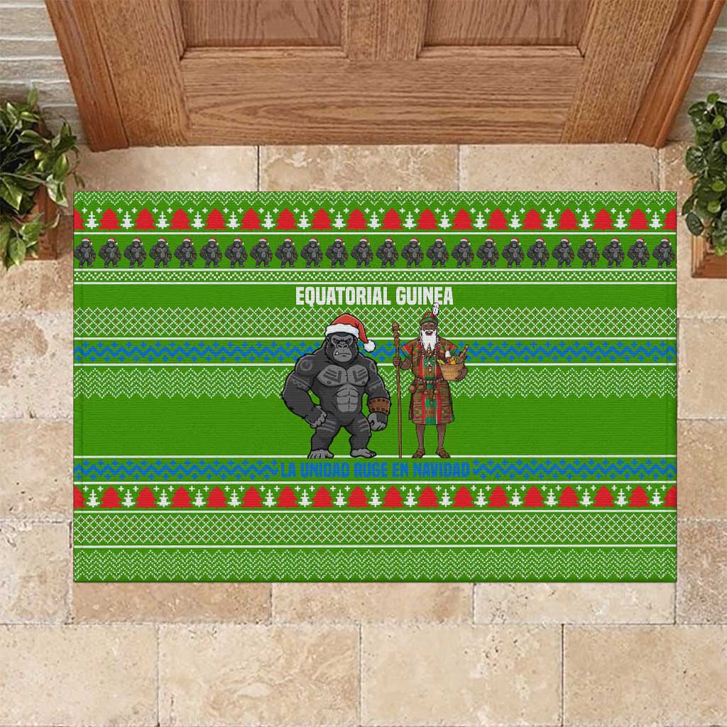 Equatorial Guinea Christmas Rubber Doormat Santa Gorilla Gift Basket - African Pride
