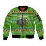 Equatorial Guinea Christmas Sleeve Zip Bomber Jacket Santa Gorilla Gift Basket - African Pride