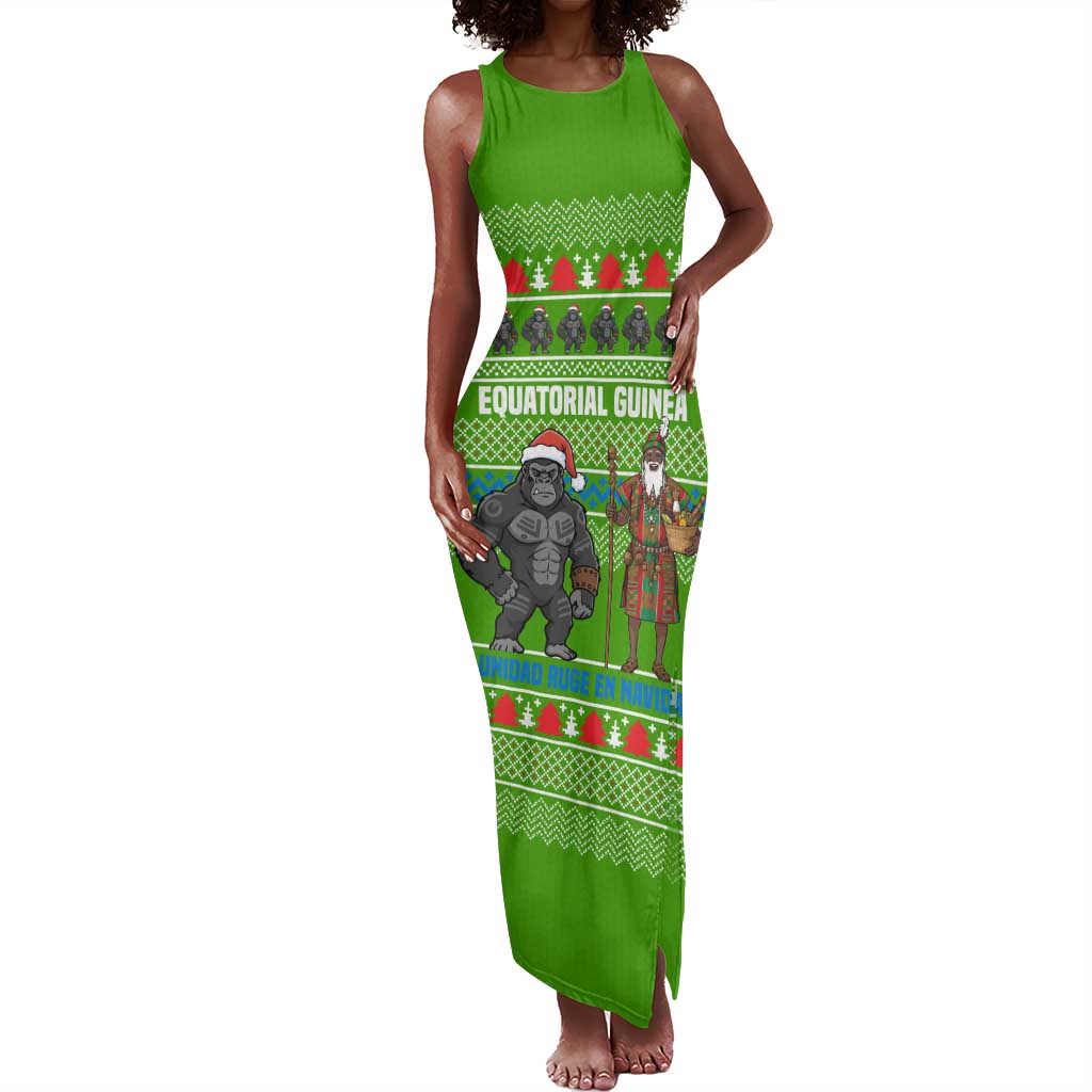 Equatorial Guinea Christmas Tank Maxi Dress Santa Gorilla Gift Basket - African Pride