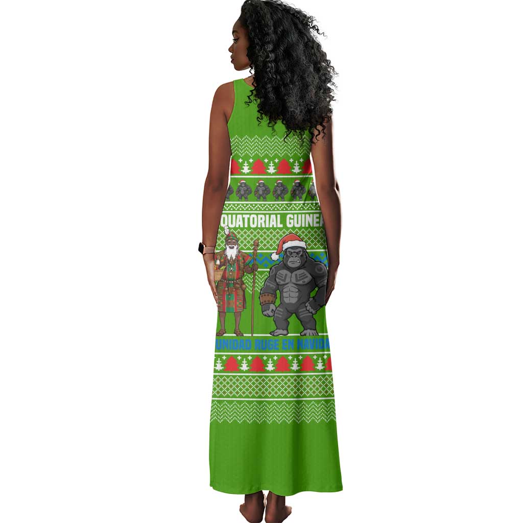 Equatorial Guinea Christmas Tank Maxi Dress Santa Gorilla Gift Basket - African Pride