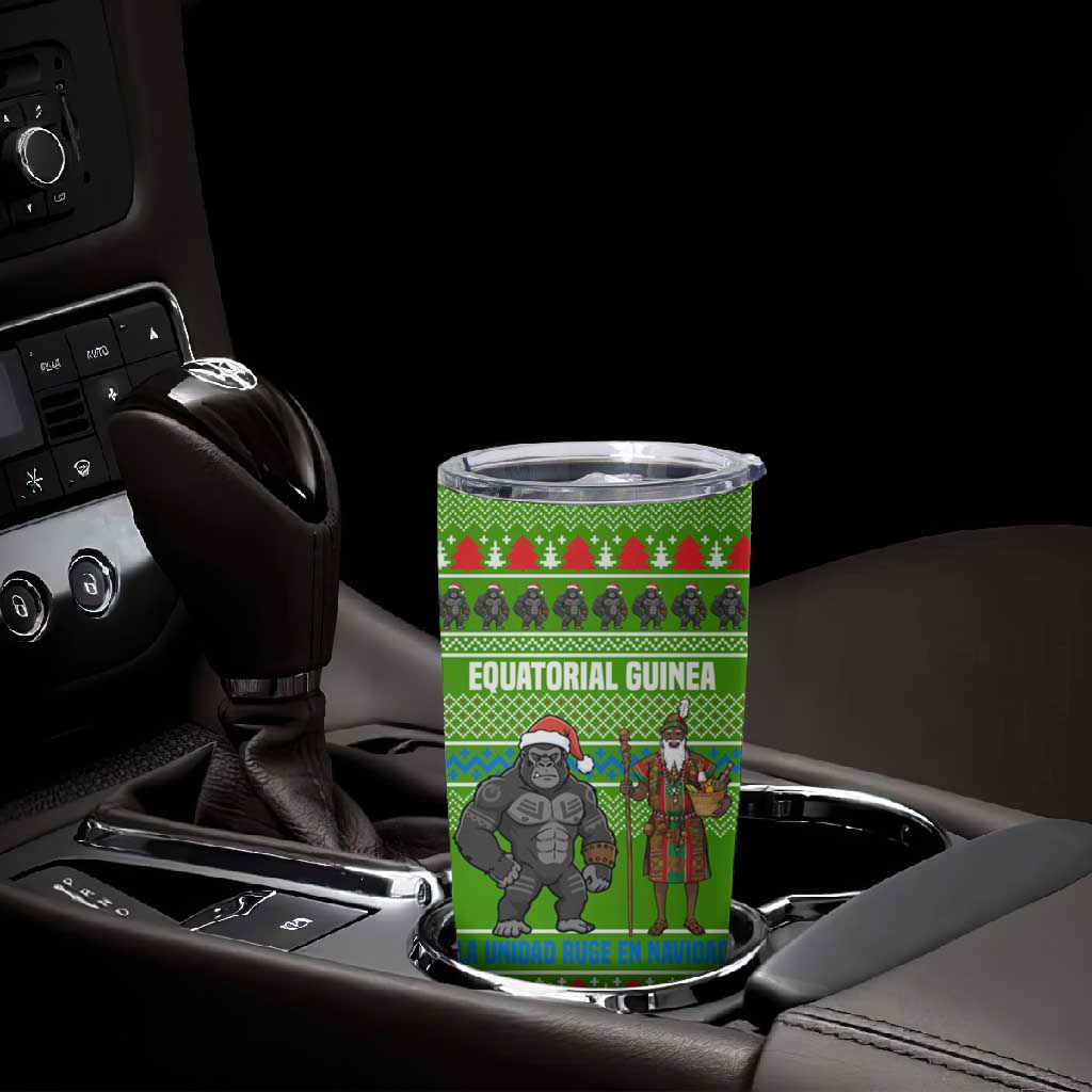 Equatorial Guinea Christmas Tumbler Cup Santa Gorilla Gift Basket - African Pride