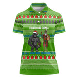 Equatorial Guinea Christmas Women Polo Shirt Santa Gorilla Gift Basket - African Pride