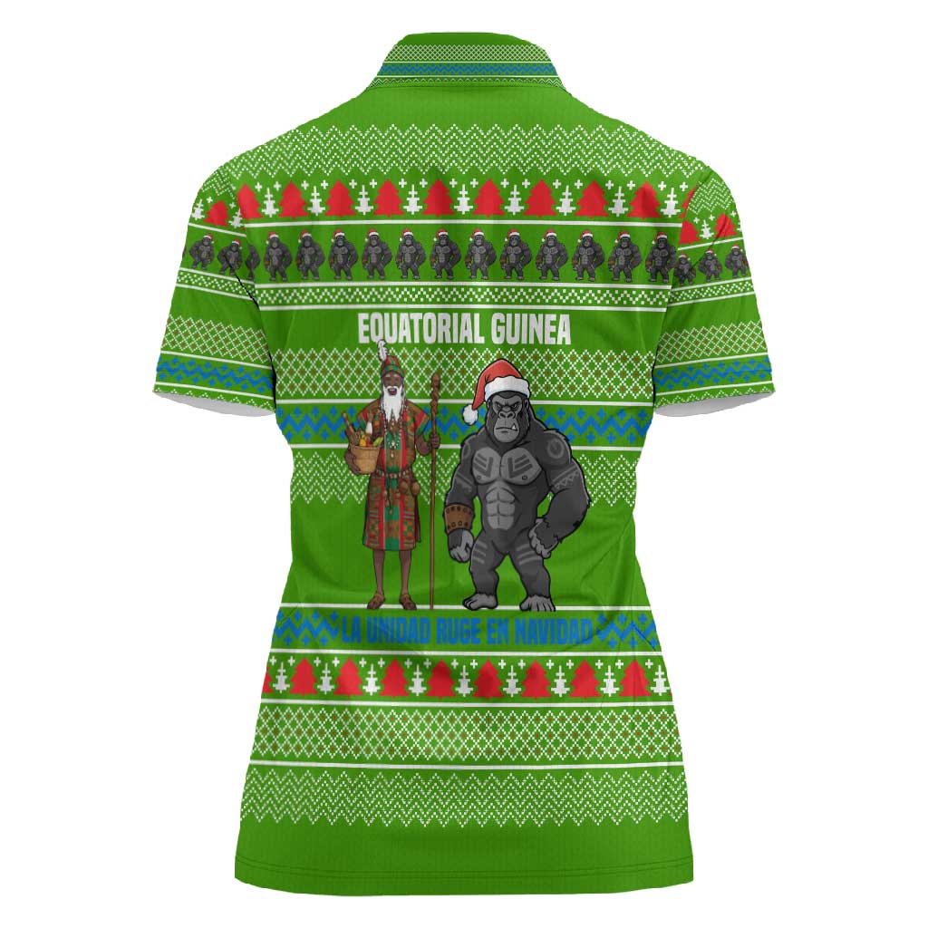 Equatorial Guinea Christmas Women Polo Shirt Santa Gorilla Gift Basket - African Pride