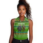 Equatorial Guinea Christmas Women Sleeveless Polo Shirt Santa Gorilla Gift Basket - African Pride